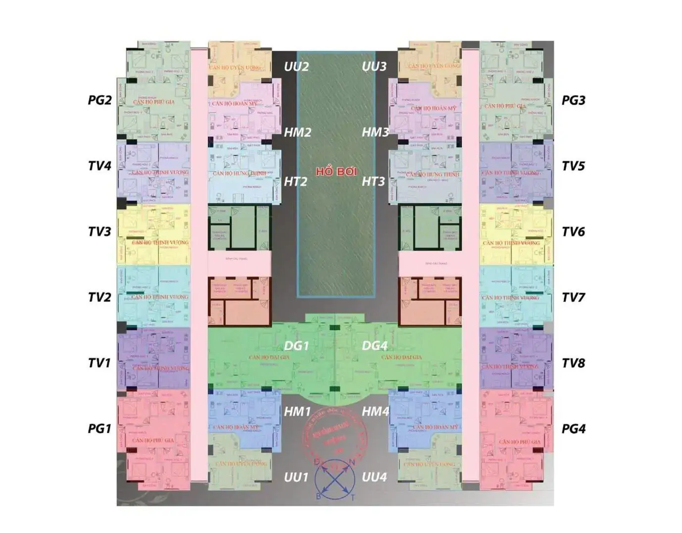 Mặt bằng tổng thể cao ốc OSC Land với 2 block kết nối qua khối đế
