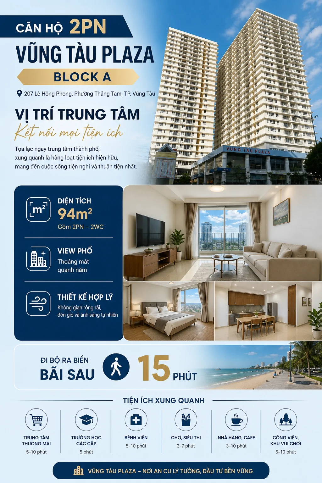 bán căn hộ 2 phòng ngủ tại vũng tàu plaza